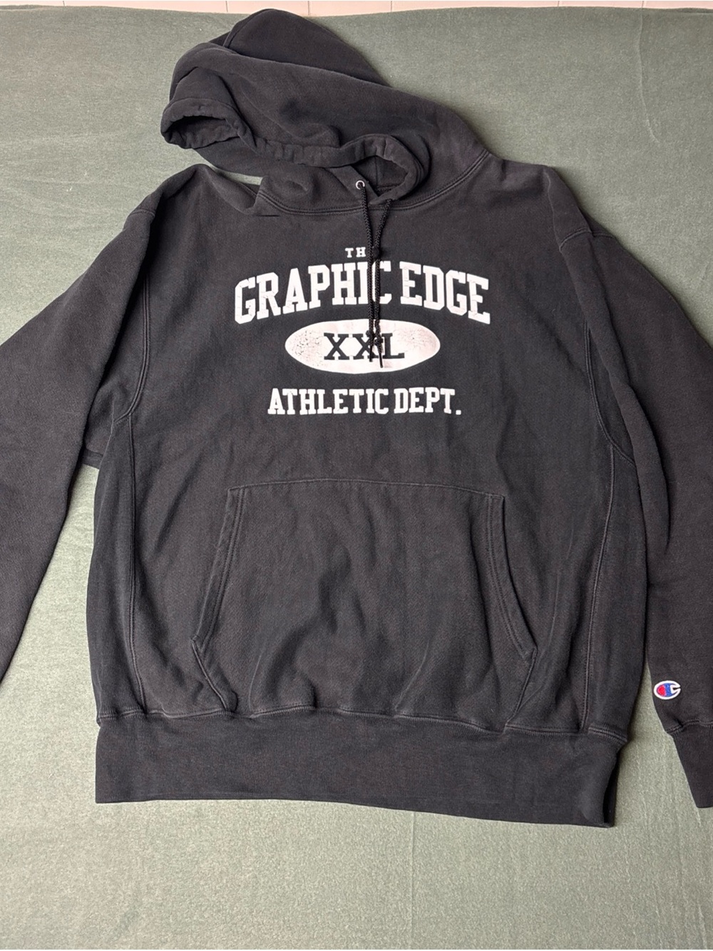 Vintage Champion Premium Reverse Weave Hoodie COLLEGE Football  Black XL